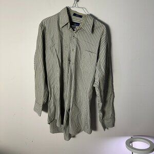 EUC Mark Alexander Mens 16 32/33 Long Sleeve Shirt Button Up Gray White Blue